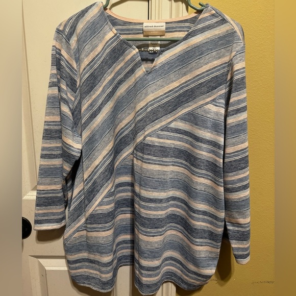 Alfred Dunner Women’s Plus Size A Fresh Start Striped 3/4 Sleeve Top Sz 2X - Picture 2 of 10